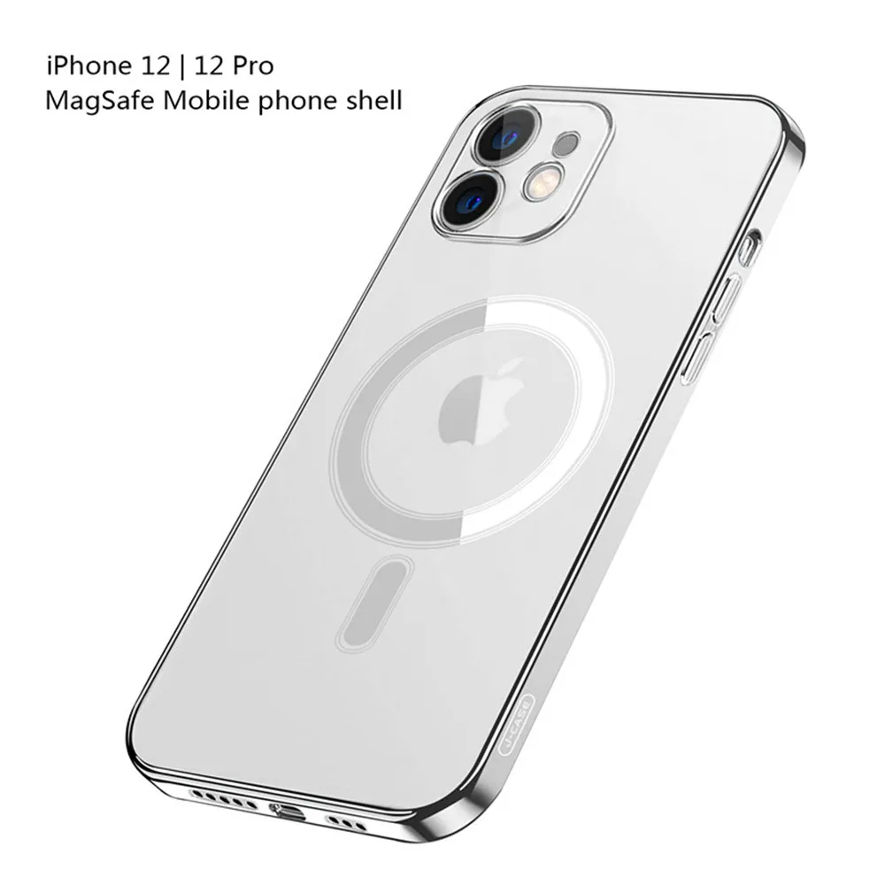 

Magnetic Safe Transparent Clear Electroplating Frame Silicone TPU Phone Case For iPhone 12 13 Pro Max 12 13 Mini