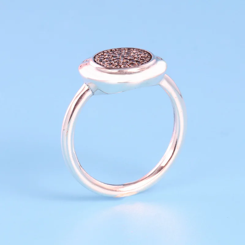 

Authentic 925 Sterling Silver Pave Signature With Crystal pan Rings For Women Wedding Party Gift Fine EuroPe Jewelry