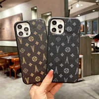 luxury vintage lattice leather case for iphone 13mini 12 11 xs max xr 7 8plus fashion geometric flowers pattern soft phone cover