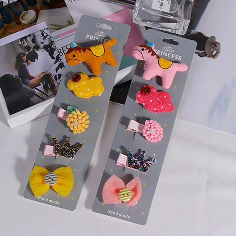 Заколки для волос с бантом в виде короны девочек 5 шт./компл. подарок принцессы