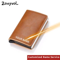 zovyvol laser lettering wallet 2021 new aluminum alloy rfid anti theft pu leather mens wallet card holder bank card wallet