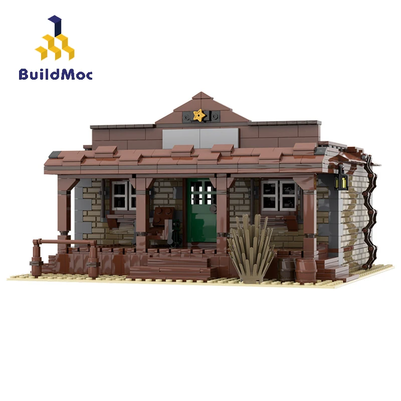 

BuildMoc City Police Station Sheriff's Office Building Blocks MOC City View House Architecture Model Bricks Toys For Children