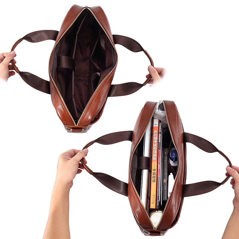 brand genuine leather travel bag men cowhide leather laptop bags a4 office briefcases male leather shoulder bags totes free global shipping