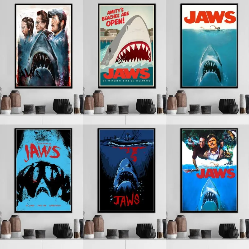 

Nordic Decoration Jaws Movie Horror Shark on The Wall Art Posters and Prints Canvas Painting Wall Art Pictures for Living Room