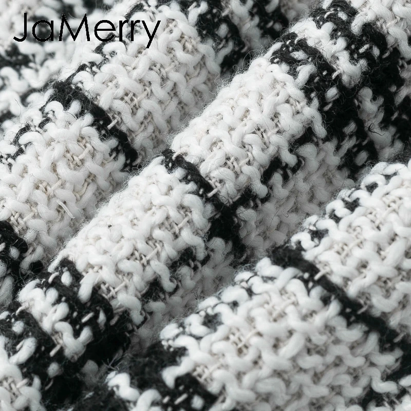 JaMerry, винтажная твидовая клетчатая женская короткая жилетка, юбка, Осень-зима, повседневная, высокая, для улицы, для вечеринки, юбка на тонких бретелях, Женская мини-юбка