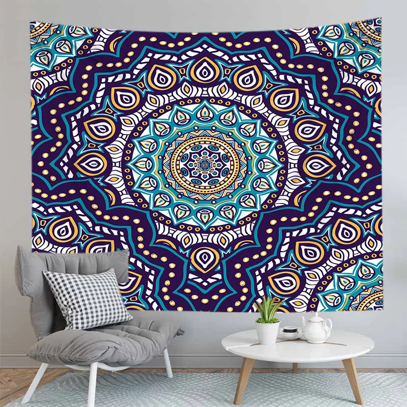 Универсальный ковер Мандала одеяло с цветочным принтом стене висит индийский