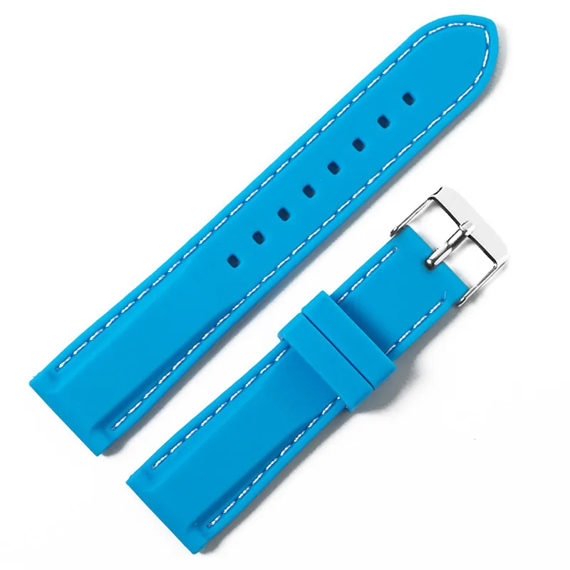 light blue 1 18 мм 20 мм 22 мм силиконовый ремешок резиновый ремешок для часов Seiko 5 SRP SKX007 ProPex PADI Casio Edifice часы браслет спортивный человек - Цвет ремешка: light blue 1