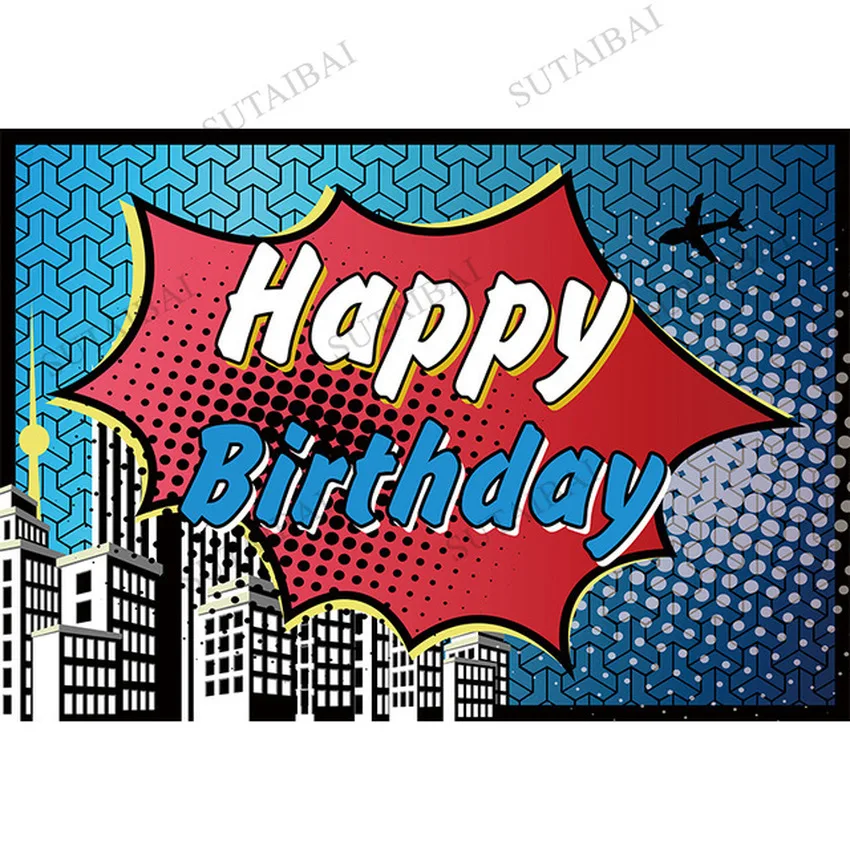 

Super Hero City Building Boys Birthday Party Banner Photography Backdrops Children Photo Studio Background Photocall Photophone