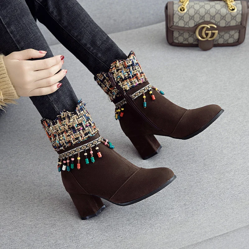 Lucyever/ботильоны на не сужающемся книзу массивном каблуке Сезон осень-зима Женская