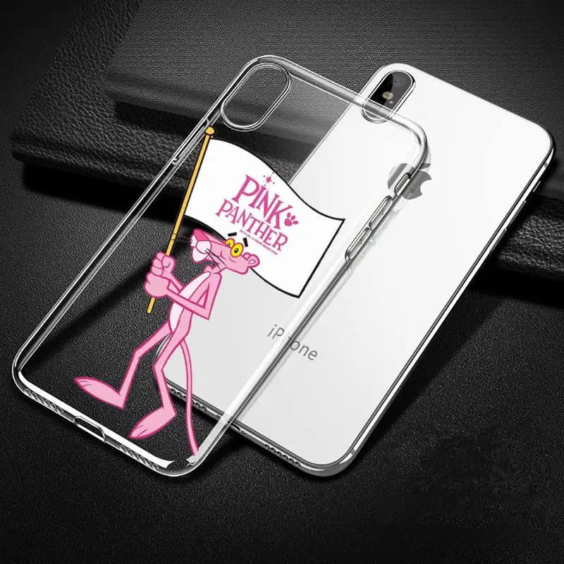 

Cute playful pink panther Phone Case Transparent for iPhone Samsung A S 11 12 6 7 8 9 30 Pro X XS Max XR Plus lite