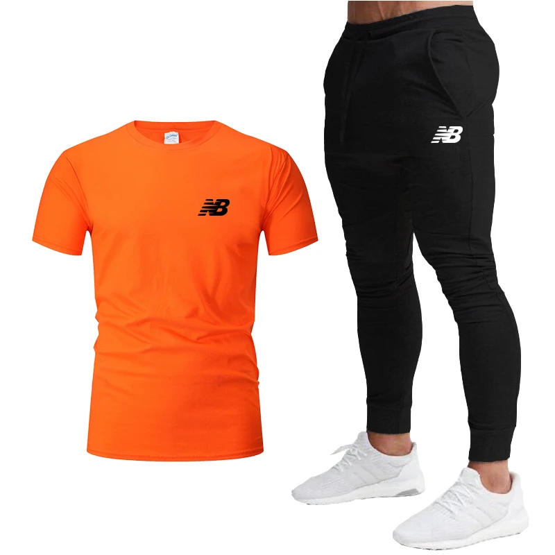 

2021 Summer New Printed T-shirt + Sports Pants Casual Two-piece Combination Men's Casual Comfortable Popular Men's Sports Suit