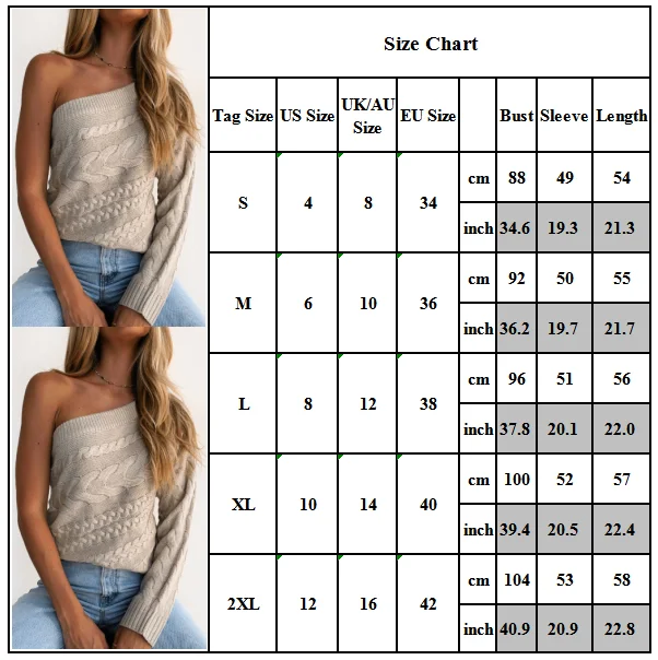 

Women Sweaters One Shoulder Autumn Sweaters Long Sleeves Casual Warm Pullover Knitted Tops Women Clothing Womens Sweaters
