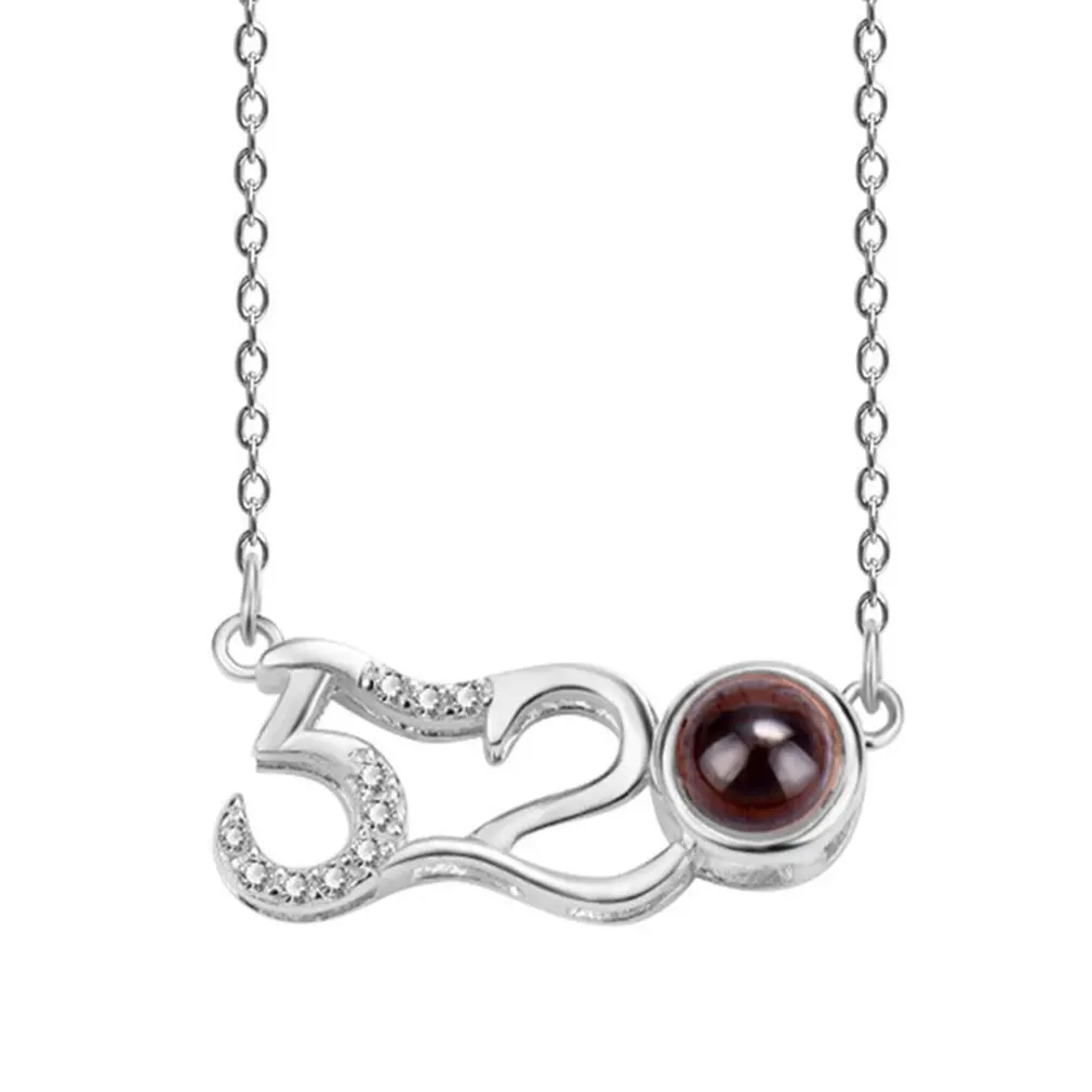 

Romantische 100 Talen Hanger Ketting I love u Projectie 520 Liefde Geheugen Bruiloft Ketting Mode-sieraden