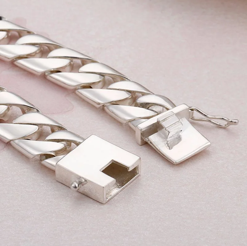 

S925 pure silver Fashion trend rnaments Retro Thai silver Personality mineering Tide man Men's Bracelet for men