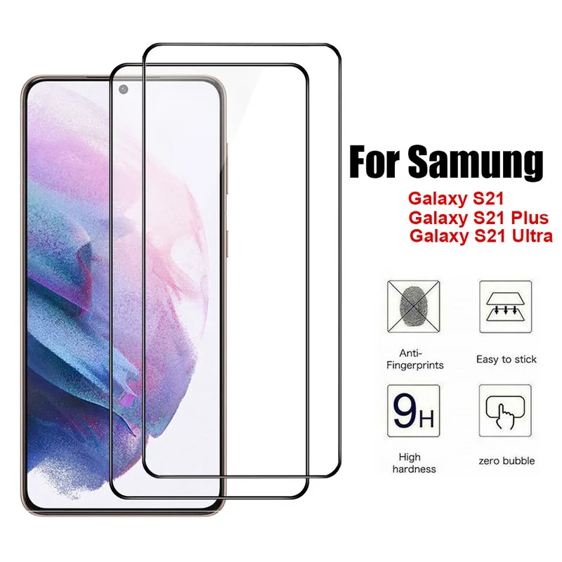 

1/ 2pcs Tempered Glass for Samsung Galaxy S21 Plus Ultra Screen Protector Full Cover Curved Case Cover Film for Galaxy S21 Ultra