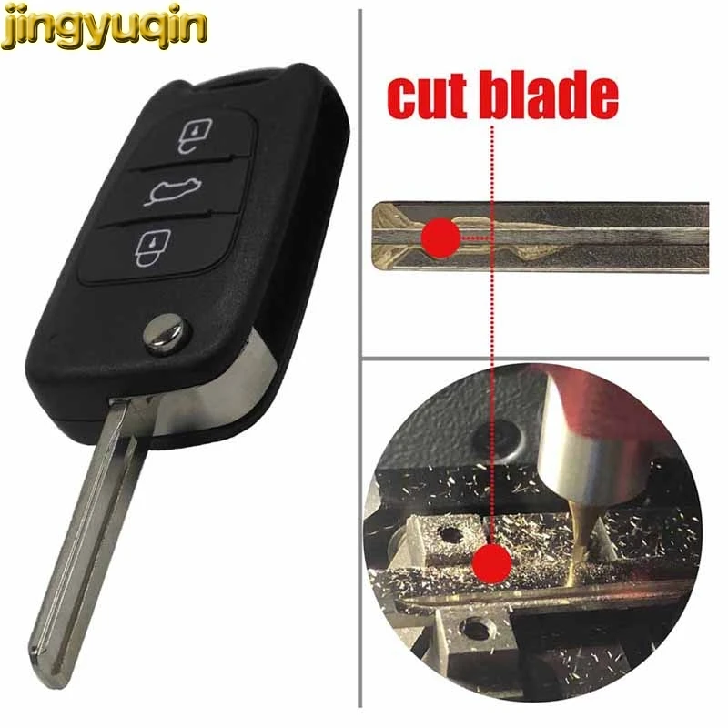Jingyuqin 3 кнопки/Uncut лезвие дистанционного флип ключ чехол для hyundai I30 IX35 Kia K2 K5