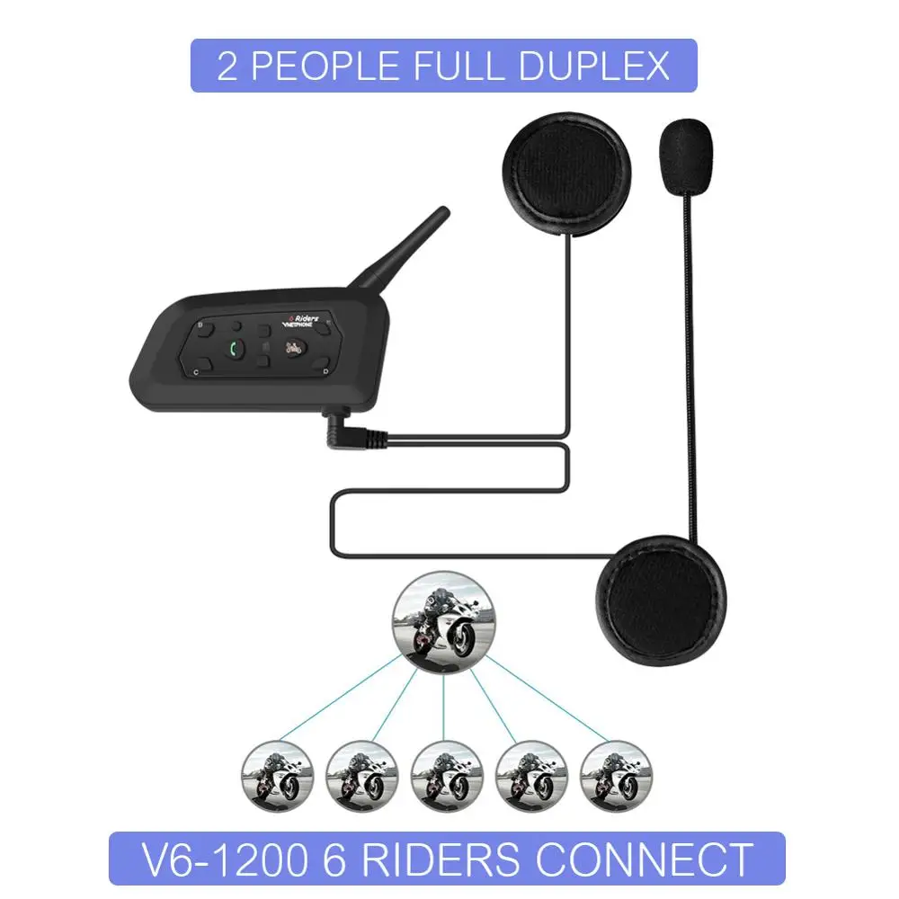Bluetooth интерком для мотоцикла V6 1200 м 2 шт.|Наушники шлемов| |