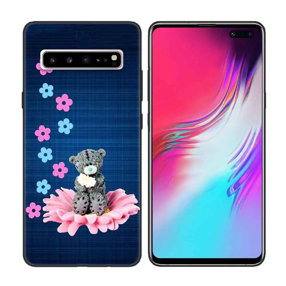 Черный мягкий силиконовый чехол-накладка для samsung Galaxy S7 S8 S9 S10 5G S10E J4 J6 J8 M20 Note 8 9 Edge Plus Cas потрёпанный плюшевый медвежонок