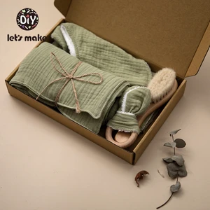 Набор игрушек для ванны Let's Make Baby, Двустороннее хлопковое одеяло, слюнявчик, кролик, браслет, игрушки, детская ванна, подарок, Товары для детей