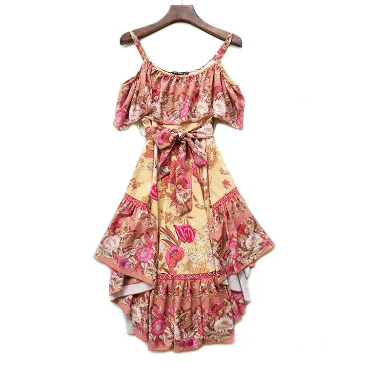 Богемный Вдохновленный Фламинго ремешки Летнее Платье Экзотический цветочный