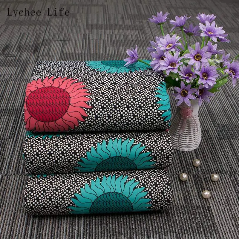 Lychee Life 1 ярд цветочный принт настоящая вощеная ткань высокое качество 100%