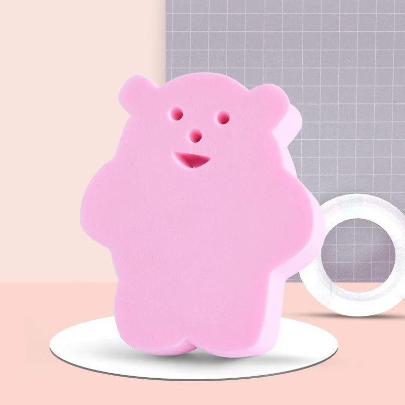 Pink Bear 1 шт. Пингвин тиснение мягкий уход за телом спа губка скруббер для взрослых детская губка для ванны очищающий скраб для душа мяч для ванной - Цвет: Pink Bear