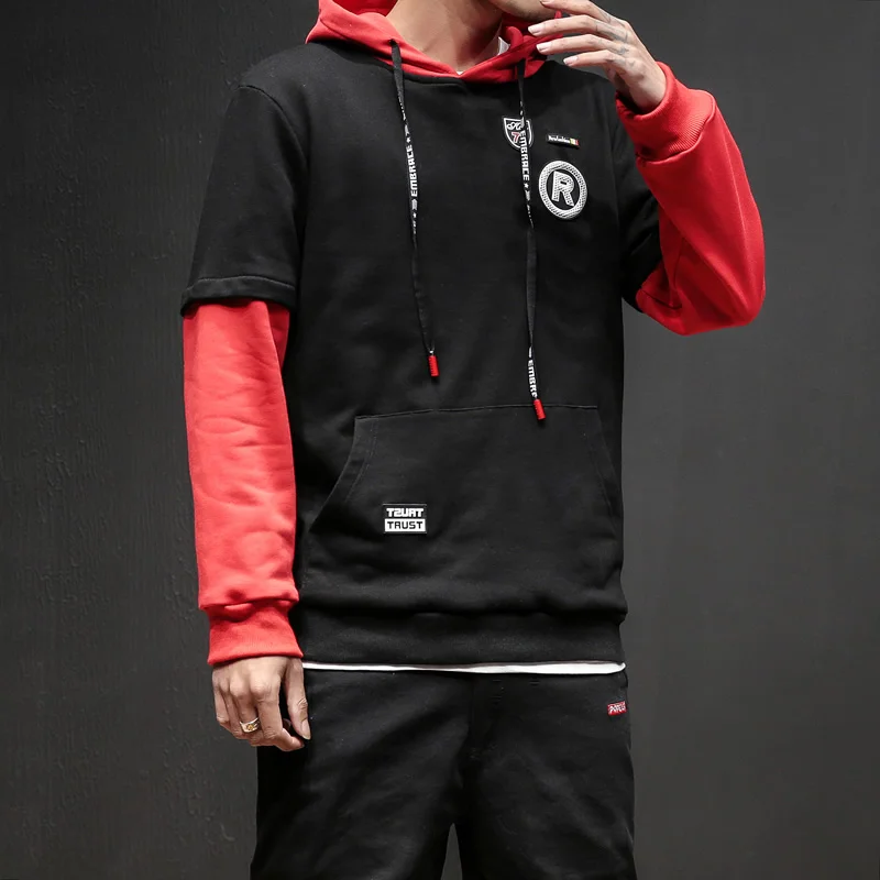 Стильная мужская нарядная толстовка с капюшоном 2019 поддельные двухсекционные