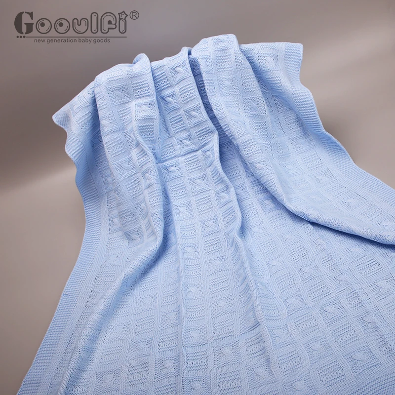 Gooulfi одеяло для мальчика в синем цвете детское мягкий хлопок сплошной цвет 4 6