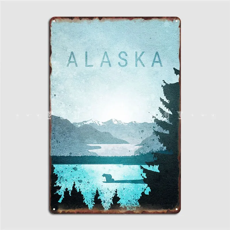 

Alaska Poster Metal Plaque Retro Wall Cave Plates Home Tin Sign Poster
