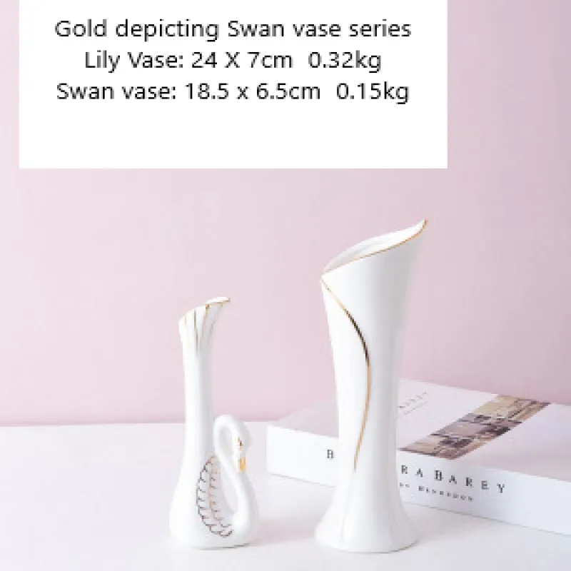 Nordic росконые Керамические золотого цвета с изображением ваза в форме лебедя