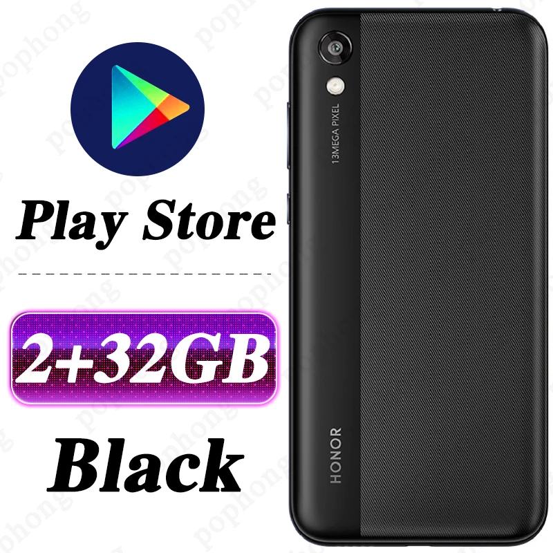 HONOR 8 play HONOR Play 8 MT6761 2 ГБ 32 ГБ четырехъядерный Y5 мобильный телефон 5,71 ''ips полный экран Android 9 разблокировка лица - Цвет: 2G 32G Black