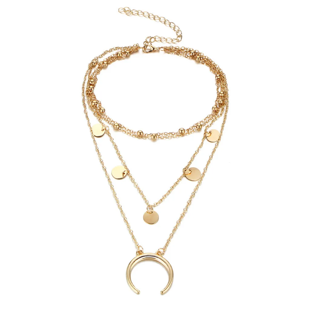 Простое многослойное ожерелье из сплава с круглыми бусинами роскошные Женские