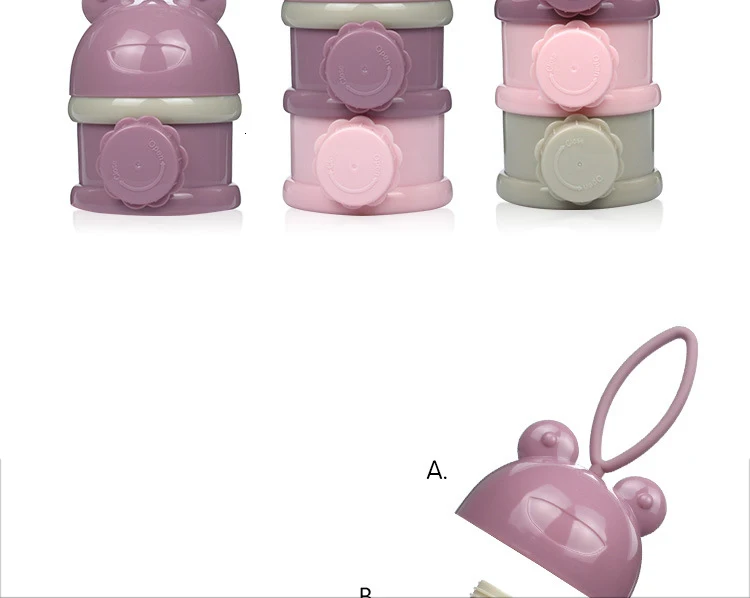 3Layer Easy Style Portable Baby Food Storage Box Toddle Kid Formula Baby Milk Container Essential Cereal Cartoon Milk Powder Box