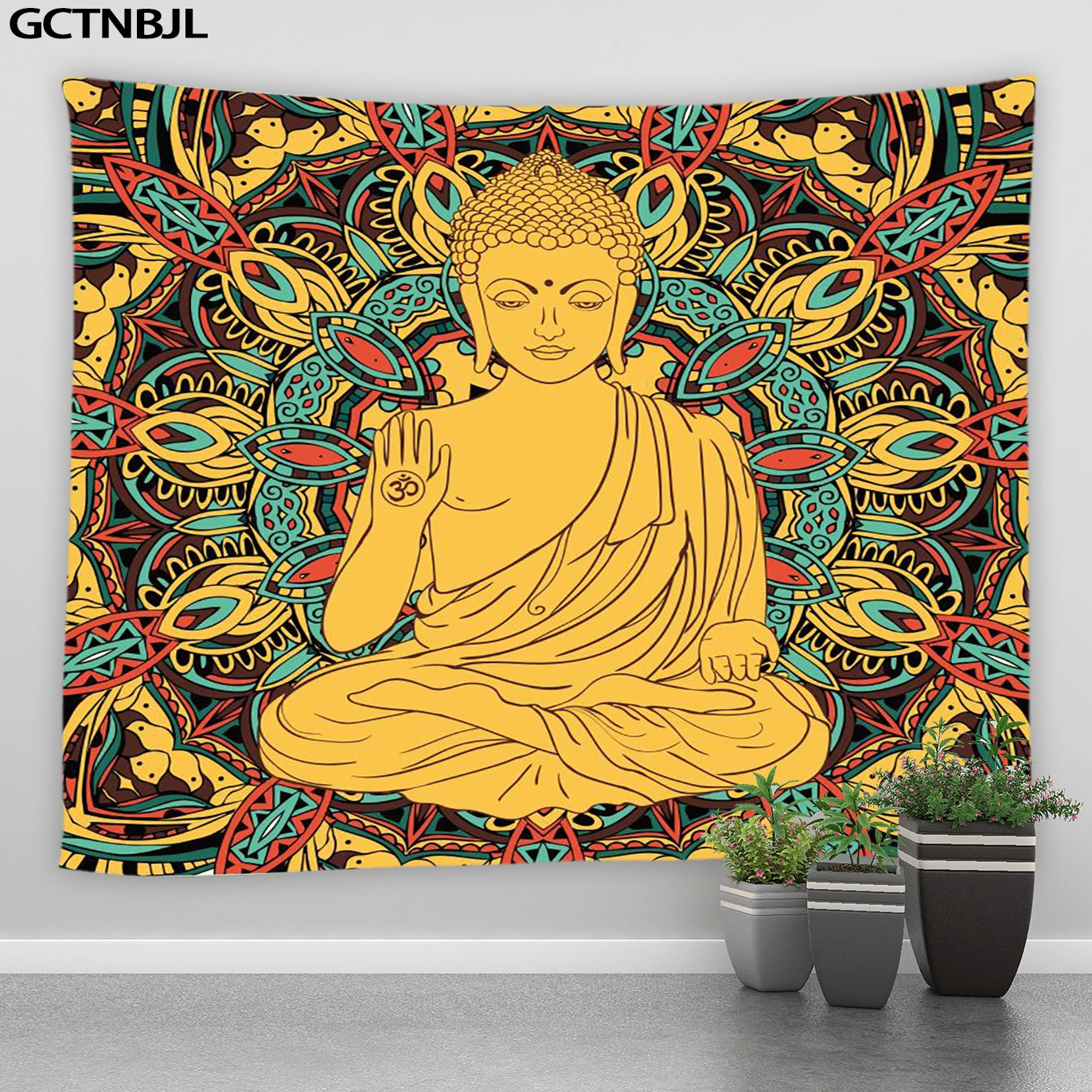 

Indian Buddha Statue Ancient Buddhist Tapestry Living Room Bedroom Wall Meditation Psychedelic Yoga Wall Hanging Hippie Bohemian