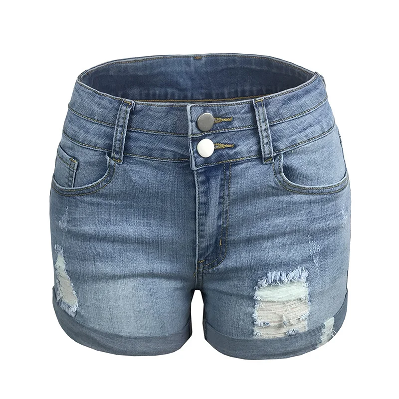 Quanss Cotton Mini Jeans Women High Waist Hole Denim Shorts Summer 2021 Streetwear Fashion Hot Pants Female Casual Hotpants