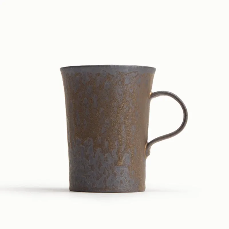 C(270ml) Винтажная керамическая грубая керамическая кружка, ржавчина, глазурь с деревянной ручкой, чашка для чая, молока, кофе, деревянная ложка, для воды, для офиса, дома, посуда для напитков - Цвет: C(270ml)