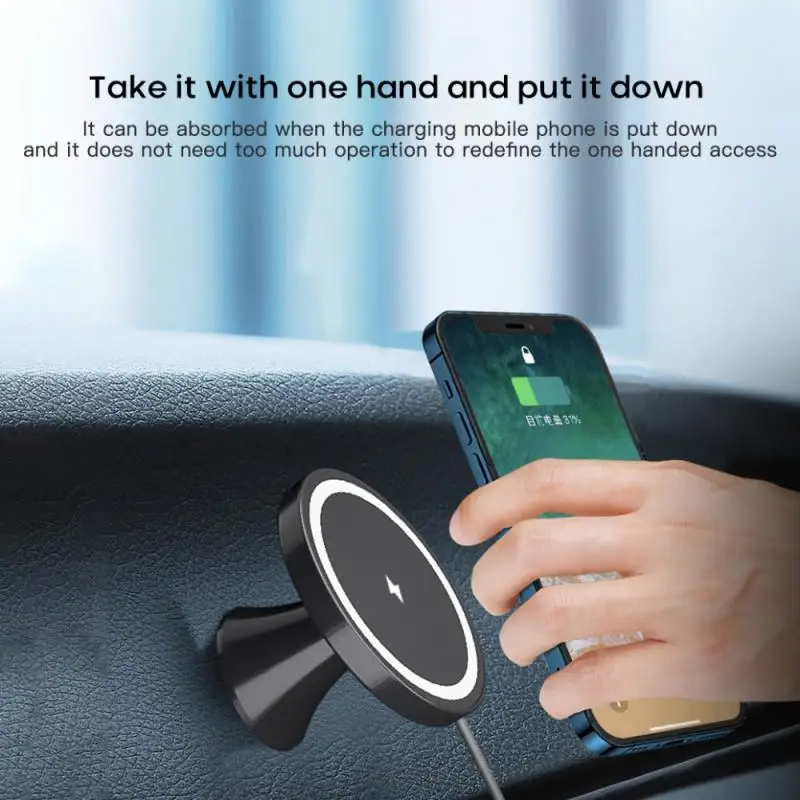 15W Magnetic Wireless Car Charger Phone Holder For IPhone 12 IPhone12 Pro Max Wireless Charging Car Phone Holder Dropship