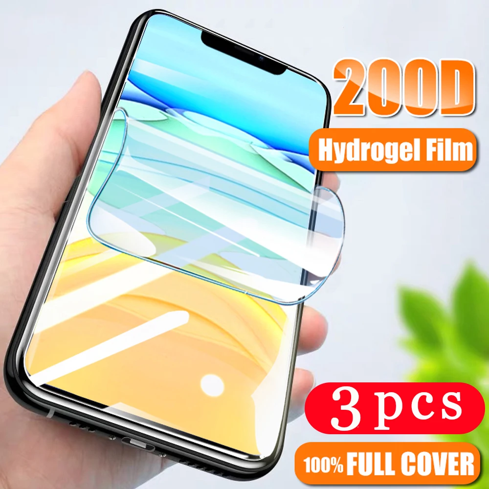 3 шт. Гидрогелевая Защитная пленка для iphone x xr xs 11 pro max SE 6 6s 7 8 plus|Защитные стёкла и