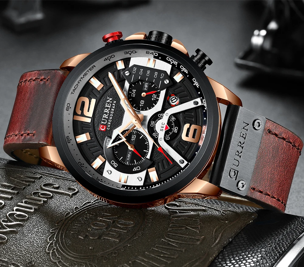 CURREN Мужские часы новые роскошные кожаные Наручные для мужчин водонепроницаемые