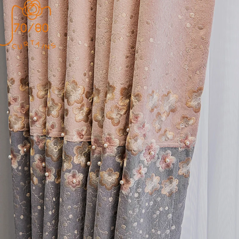 Popular New Nordic Minimalist Modern Curtains for Living Room Bedroom Curtains Embroidered Curtains and Warm Girl