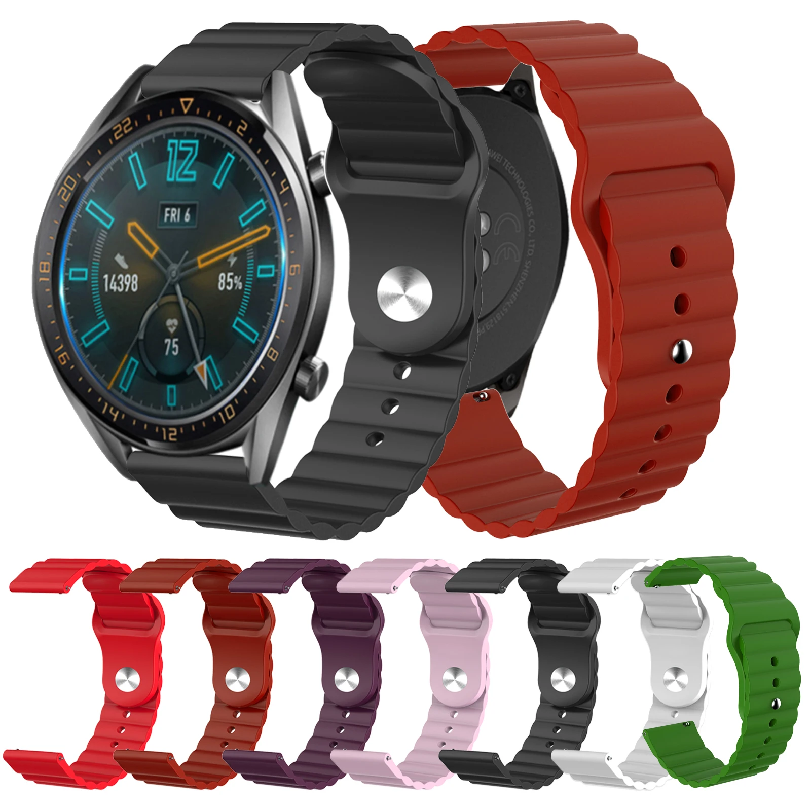 20 22 мм спортивный силиконовый ремешок для часов SAMSUNG Gear S3 Galaxy 46 Active 2 40 44 HUAWEI GT2 Huawei