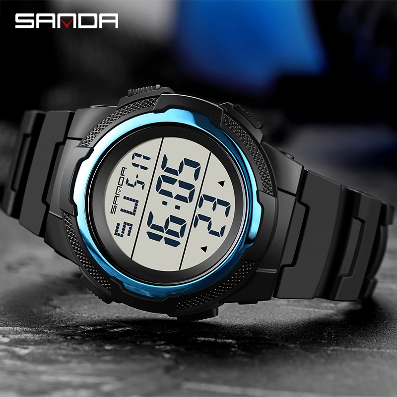 

Casual Men's Watch Brand SANDA Sport Diving LED Display Wristwatch Fashion Resin Strap Watch Men Montre Homme Relogio 2020