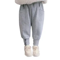 2021 high quality girl boys winter warm pants with fleece long trousers for boys thickening pants kids casual clothes