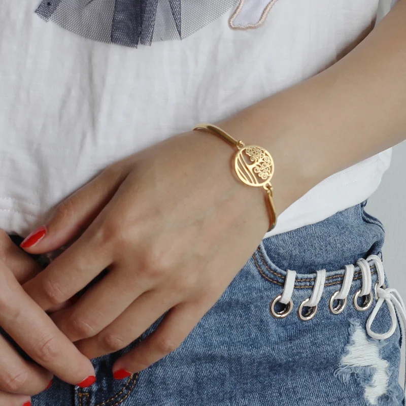 Женский и мужской любовный браслет Hapiship золотистого цвета из нержавеющей стали в