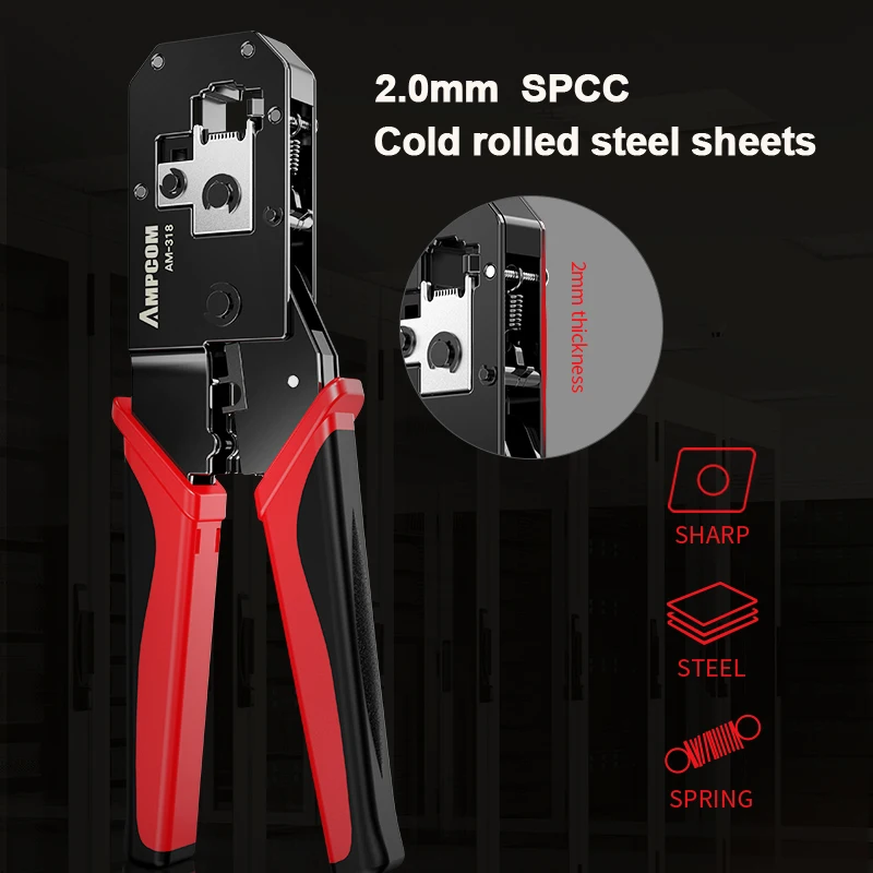 AMPCOM Ratcheting Rj45/RJ11 Crimp Tool 8P/RJ45 6P/RJ12 RJ11 Cat5e Cat6 Crimping Rj45 Crimper Cut Clamp Strip | Инструменты