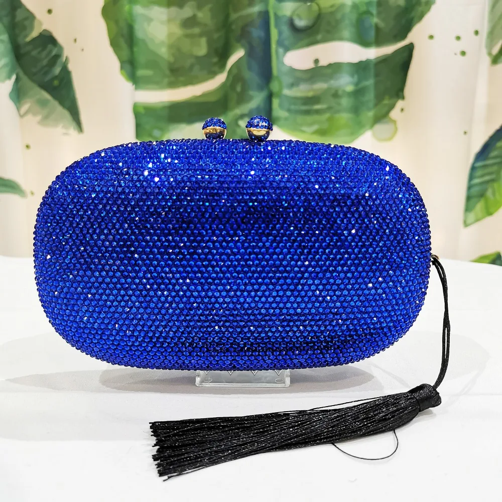 Женские клатчи и сумочки, королевский синий кристалл, женские вечерние клатчи, модные сумочки с кисточками, женские клатчи на плечо