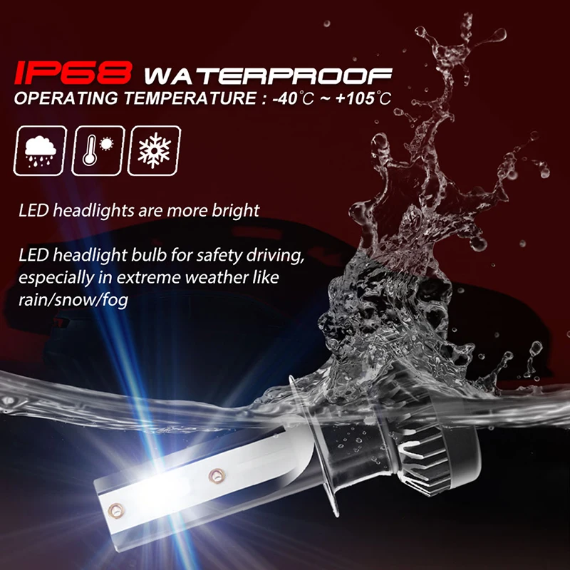 

Mini Led Lamp H1 H7 H8 H9 H11 Auto Headlamp Headlight Bulb can be used in any water conditions Easy installation