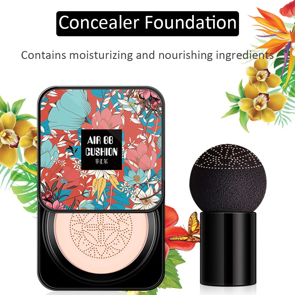 

BB Air Cushion Foundation Mushroom Head Natural CC Cream Concealer Whitening Makeup Cosmetic Waterproof Brighten Face Base Tone