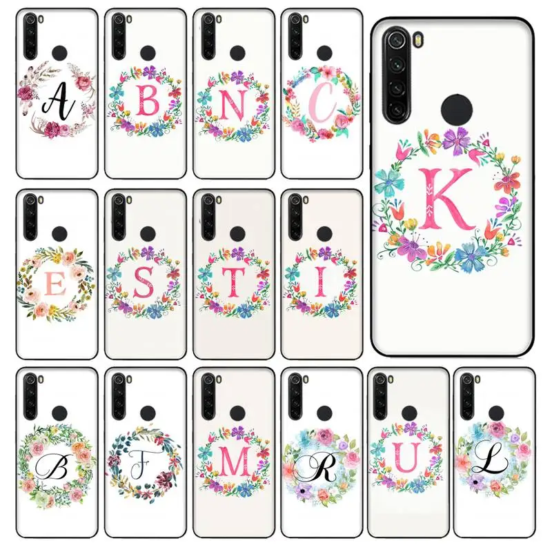 

YNDFCNB Custom name Letter Monogram flower Phone Case for Xiaomi Redmi 5 5Plus 6 6A 4X 7 8 Note 5 5A 7 8 8Pro