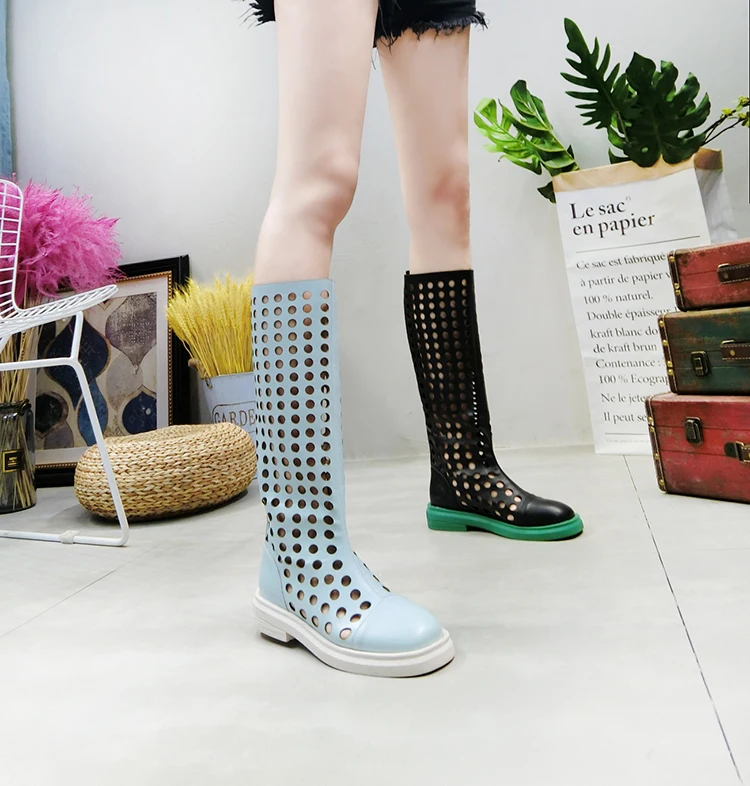 Женские Простые однотонные сапоги Летние повседневные дышащие с перфорацией
